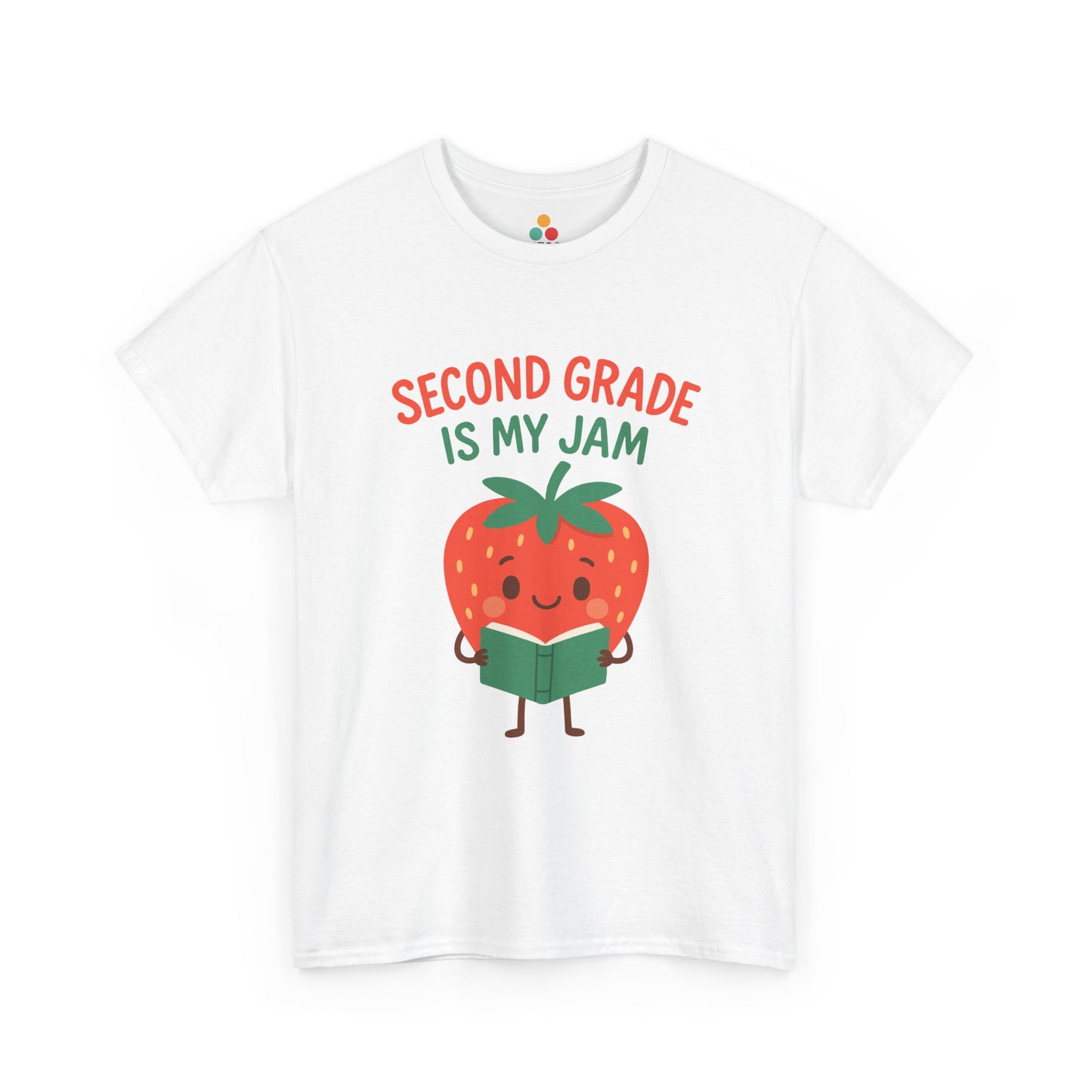 TEEZOCA Second Grade Is My Jam Strawberry White T-Shirt Back to School Teachers Gift