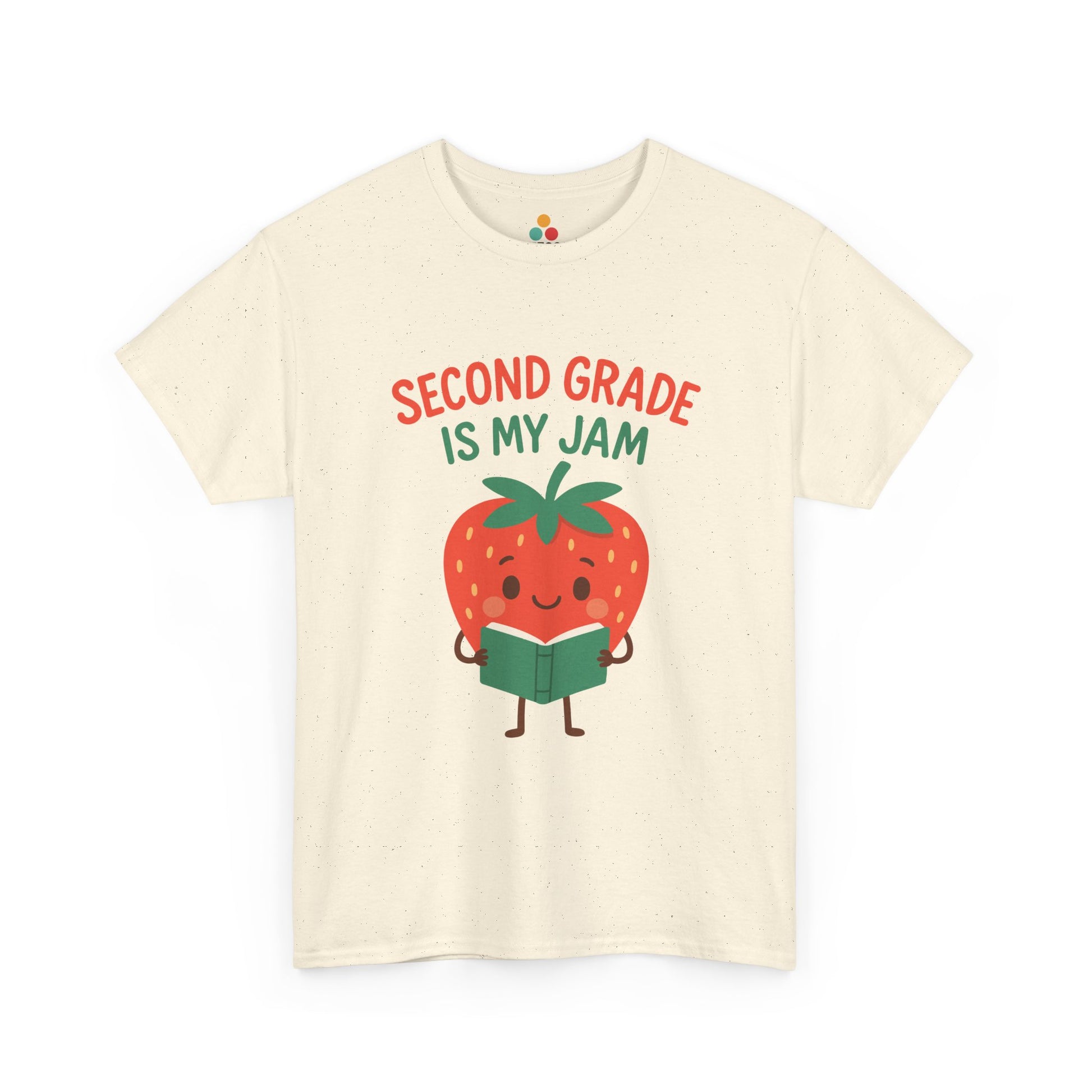 TEEZOCA Second Grade Is My Jam Strawberry beige T-Shirt Back to School Teachers Gift