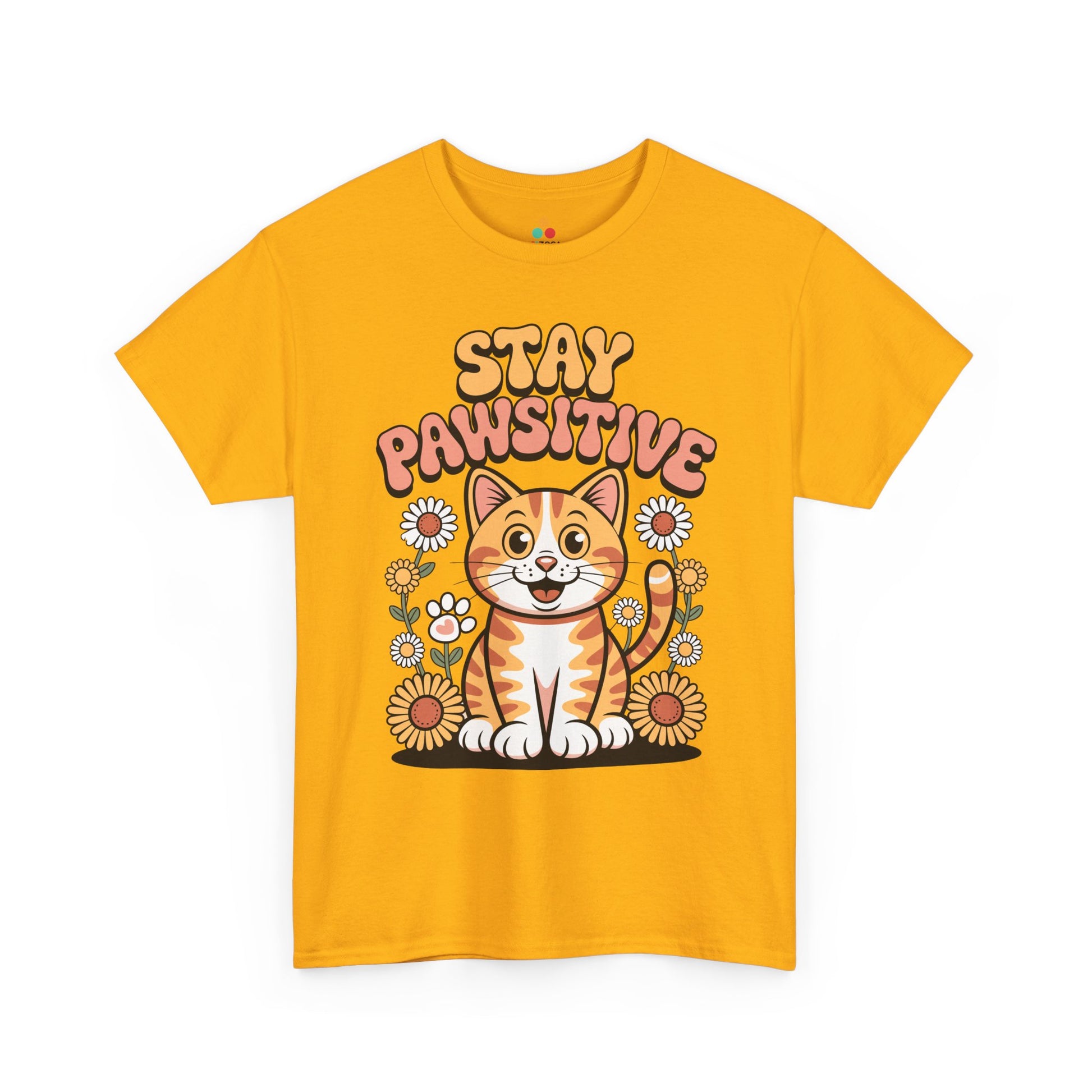 TEEZOCA Stay Pawsitive cute cat Unisex T-shirt Stay Pawsitive Cat Cute Retro Kitty Graphic T‑Shirt | TEEZOCA 