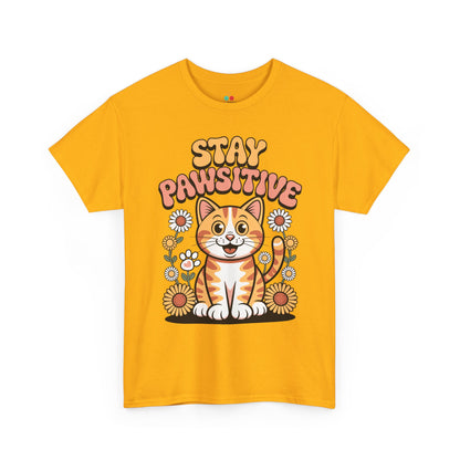 TEEZOCA Stay Pawsitive cute cat Unisex T-shirt Stay Pawsitive Cat Cute Retro Kitty Graphic T‑Shirt | TEEZOCA 