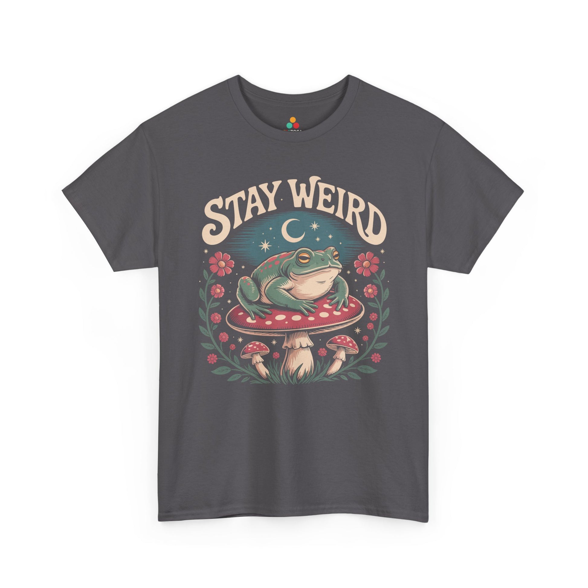 TEEZOCA Stay Weird frog mushroom aesthetic Unisex T-shirt Stay Weird Frog  — Cute Retro Mushroom Graphic T-Shirt | TEEZOCA 