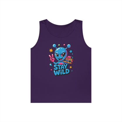 Stay Wild Alien Boombox Street Art Unisex Tank Top for Summer Vibes | TEEZOCA 