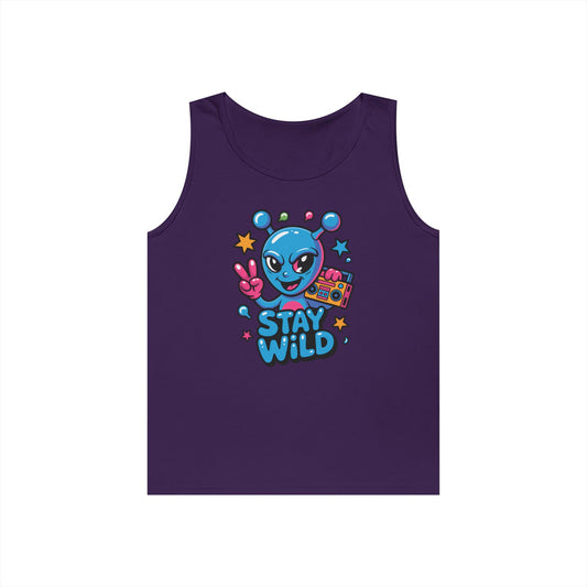 Stay Wild Alien Boombox Street Art Unisex Tank Top for Summer Vibes | TEEZOCA 