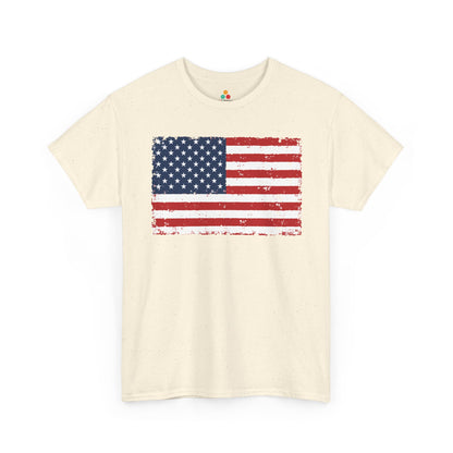 TEEZOCA T-shirt featuring a distressed flag shirt design for July 4 shirts, parades, BBQs, and fireworks.
