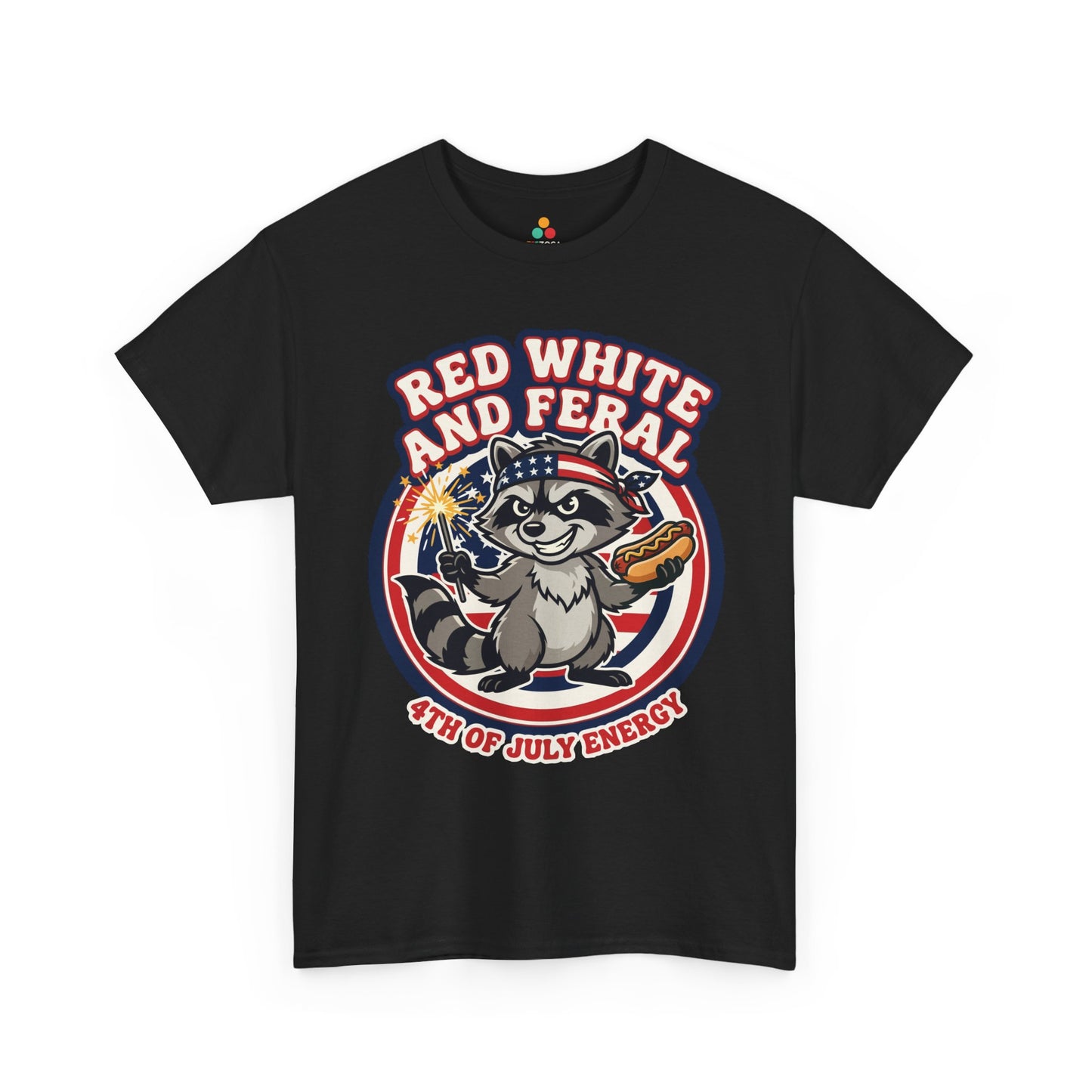 TEEZOCA Trash Panda Shirt t-shirt for Funny 4th of July Shirts, featuring cute raccoon art and party-ready red, white, and blue style.
