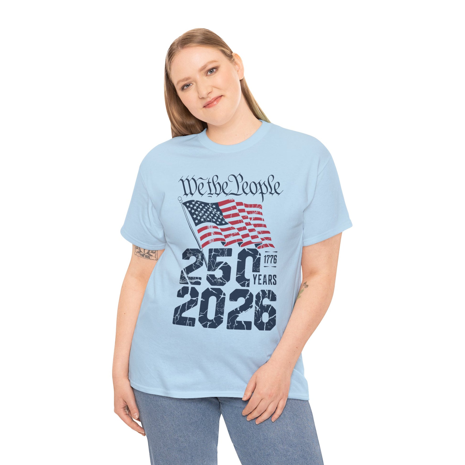 TEEZOCA USA 250th Anniversary t-shirt for 4th of July Shirts shoppers, featuring a flag, 250 Years, and Constitution-inspired lettering.

