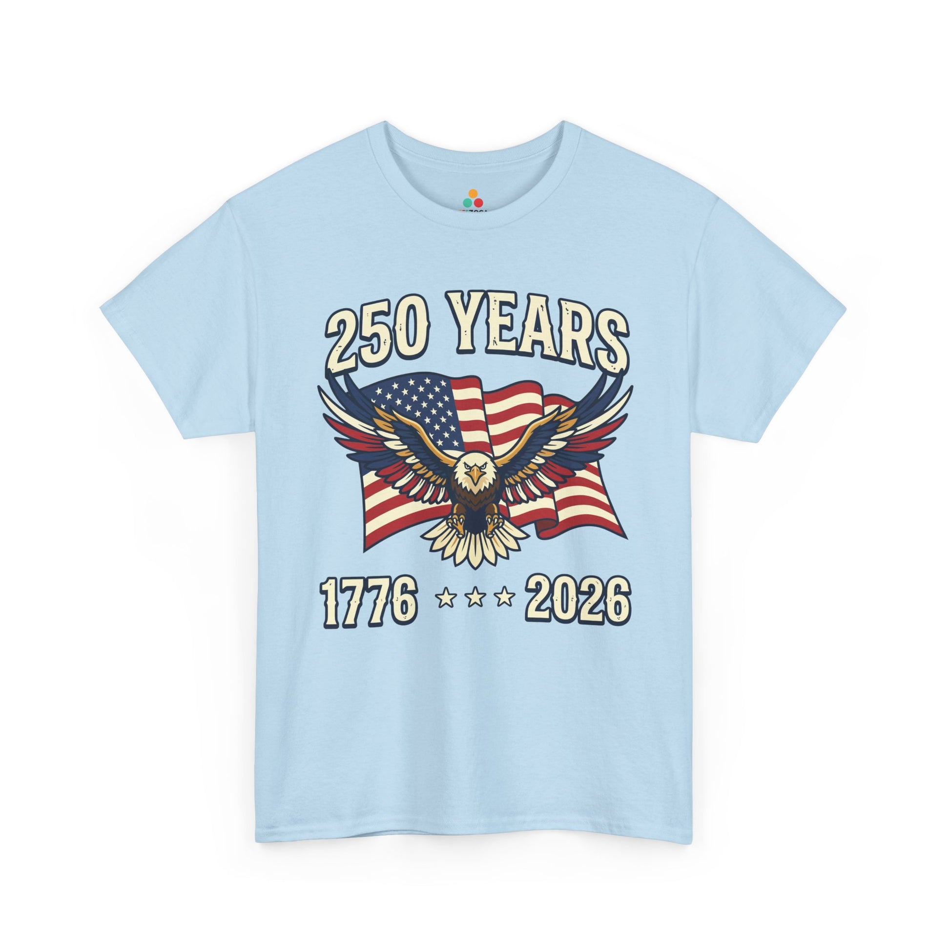 TEEZOCA USA Eagle Shirt t-shirt with patriotic red, cream, and navy artwork for family July 4 Shirts.
