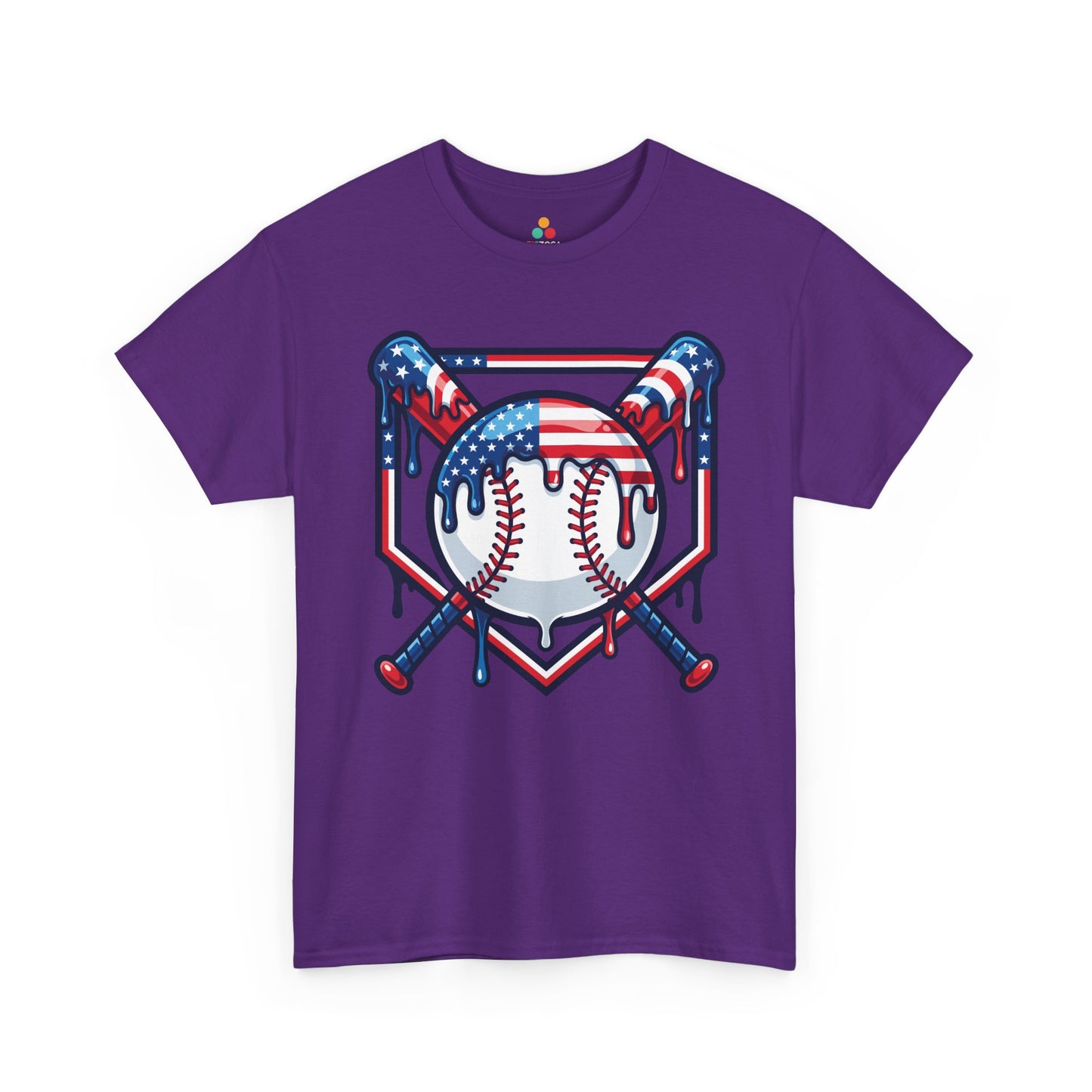 TEEZOCA USA baseball T-shirt with American flag baseball artwork for BBQs, fireworks, tournaments, and summer games.
