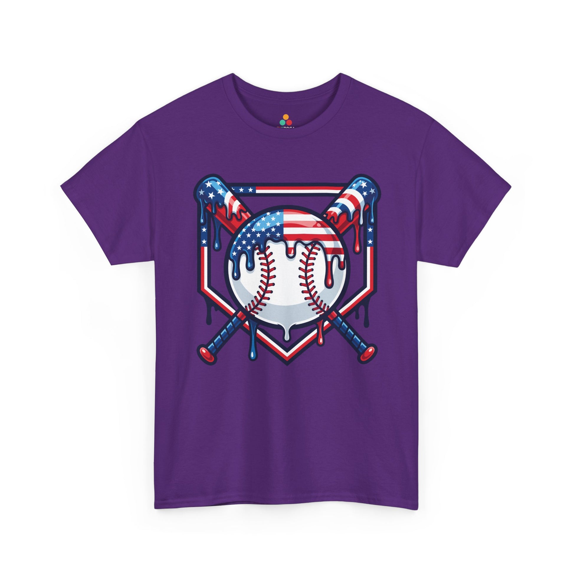 TEEZOCA USA baseball T-shirt with American flag baseball artwork for BBQs, fireworks, tournaments, and summer games.
