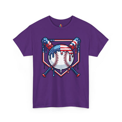 TEEZOCA USA baseball T-shirt with American flag baseball artwork for BBQs, fireworks, tournaments, and summer games.
