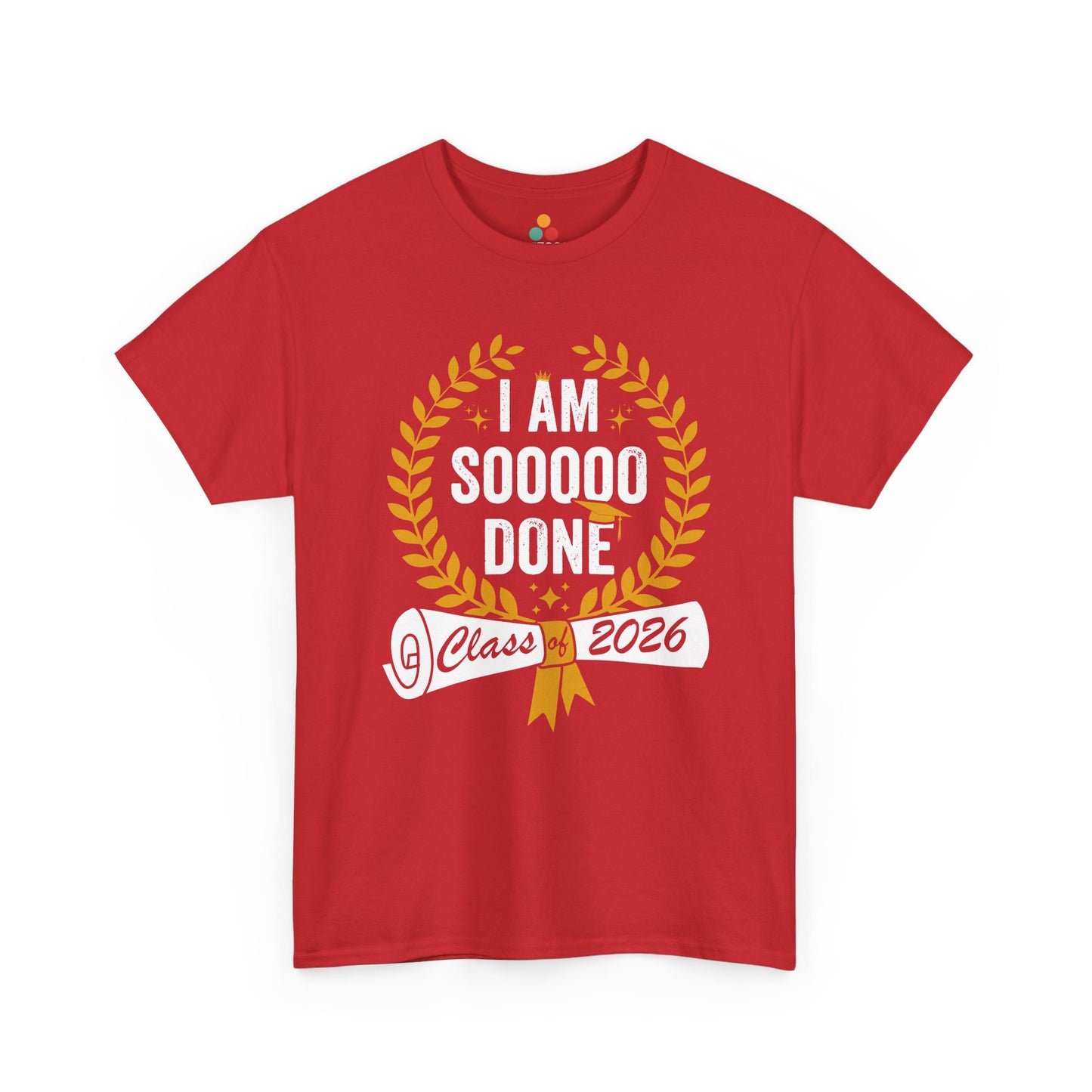 TEEZOCA Unisex T-shirt designed as a class of 2026 gift with dramatic graduation humor and wreath graphic.
