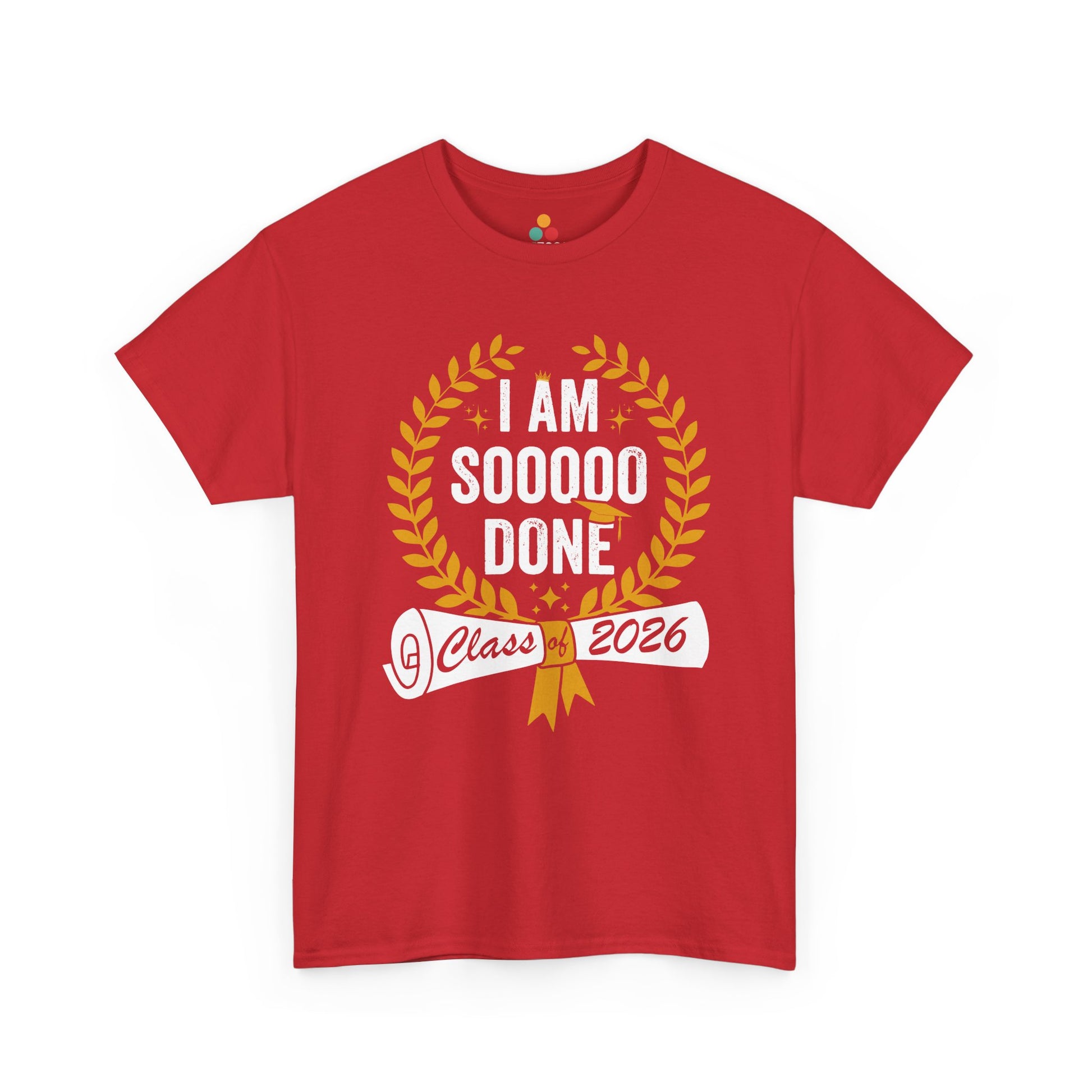 TEEZOCA Unisex T-shirt designed as a class of 2026 gift with dramatic graduation humor and wreath graphic.
