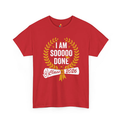 TEEZOCA Unisex T-shirt designed as a class of 2026 gift with dramatic graduation humor and wreath graphic.
