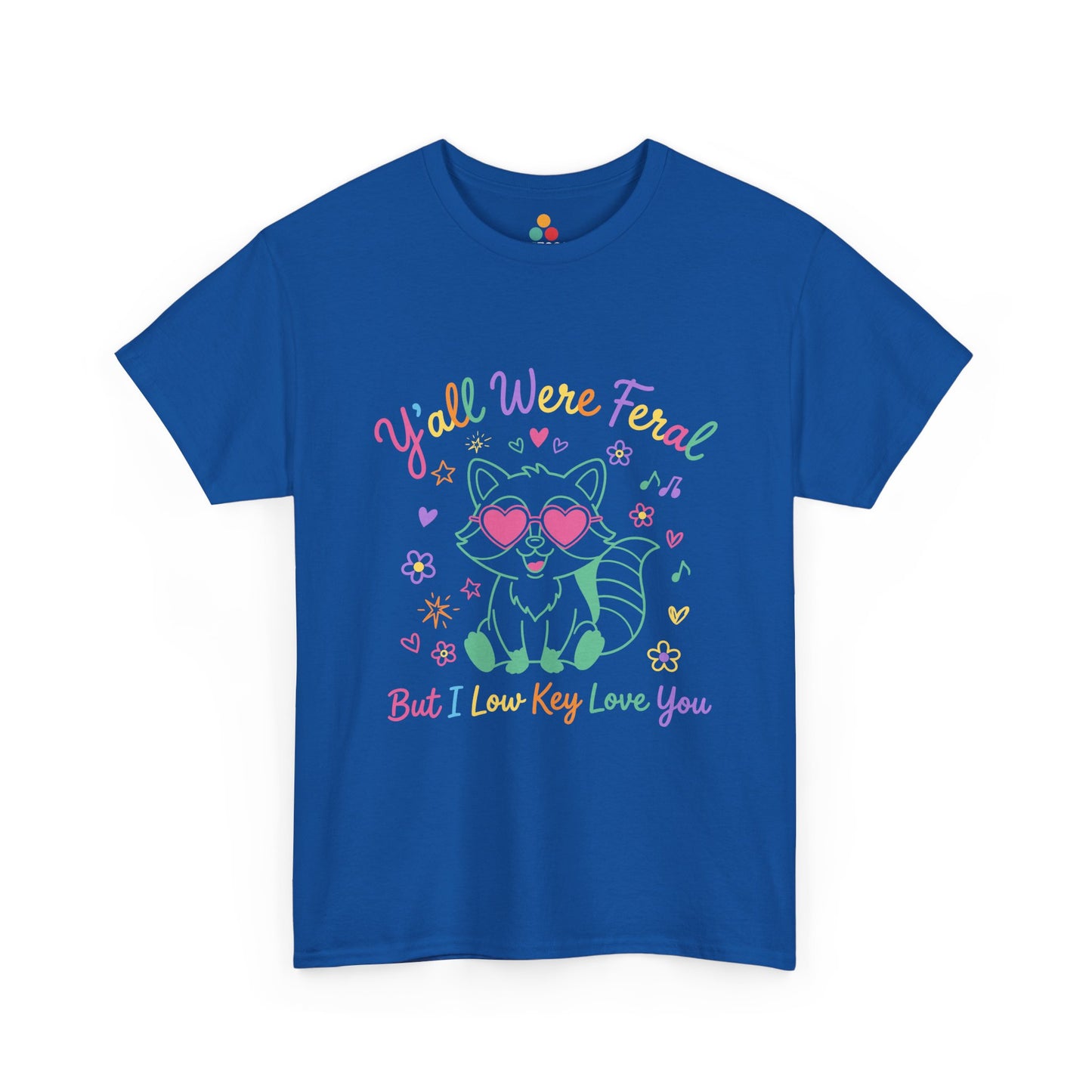 TEEZOCA Unisex T-shirt designed as a farewell gift for teachers from students with neon raccoon appreciation art.
