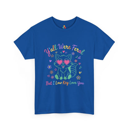 TEEZOCA Unisex T-shirt designed as a farewell gift for teachers from students with neon raccoon appreciation art.
