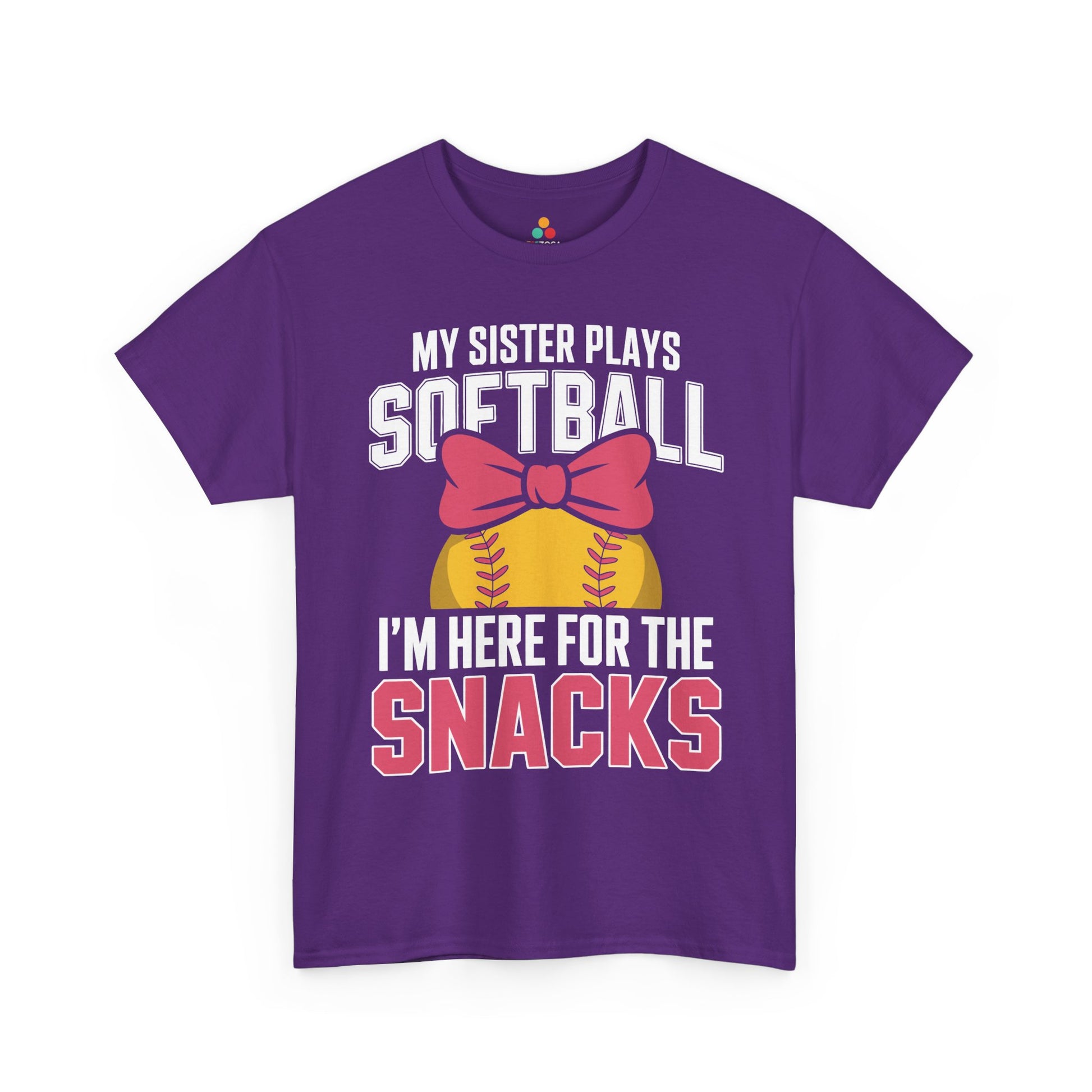 TEEZOCA Unisex T-shirt designed as a funny sports sister shirt for softball, baseball, soccer, and football siblings.
