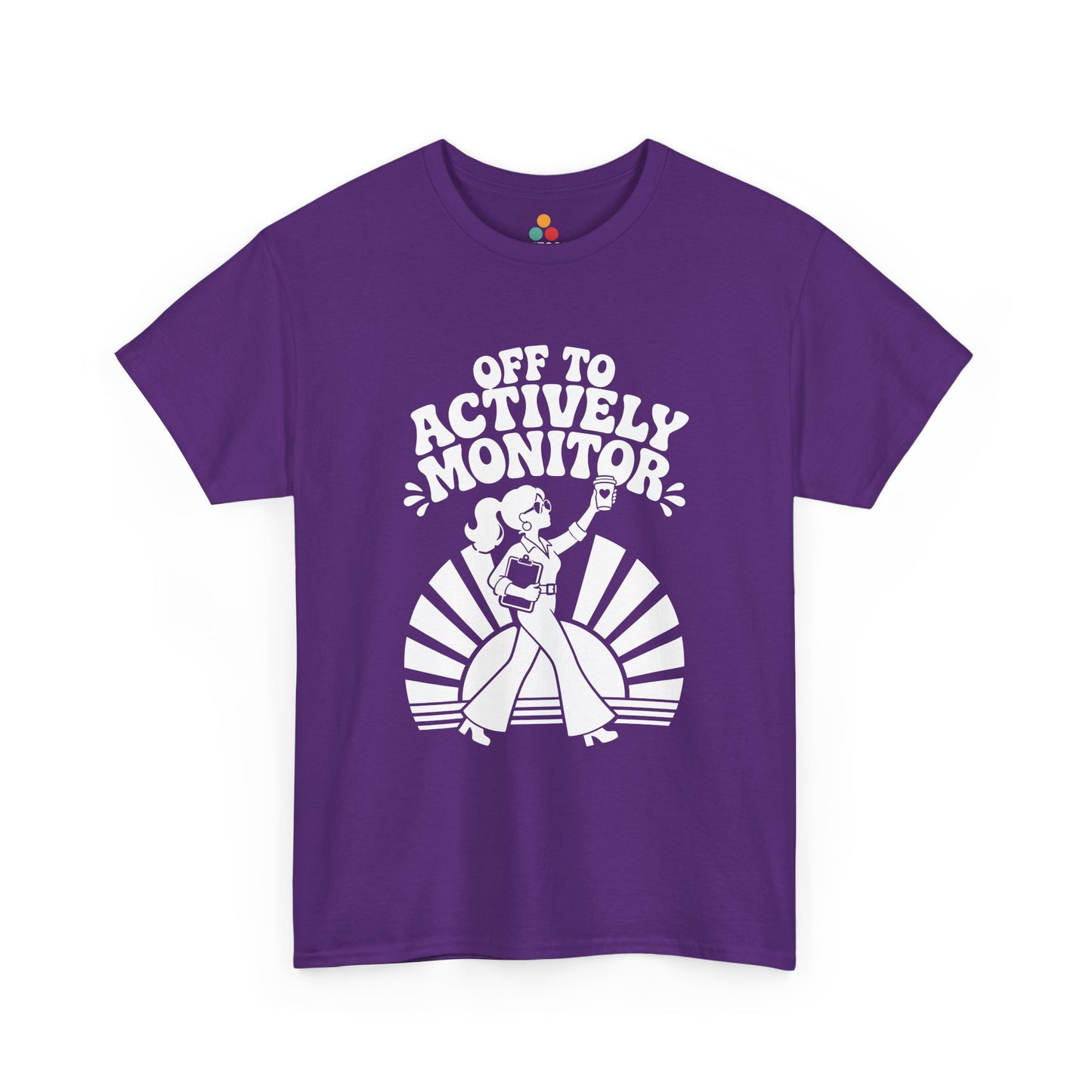 TEEZOCA Unisex T-shirt designed as a groovy graphic tee with retro teacher shirt humor and actively monitor message.
