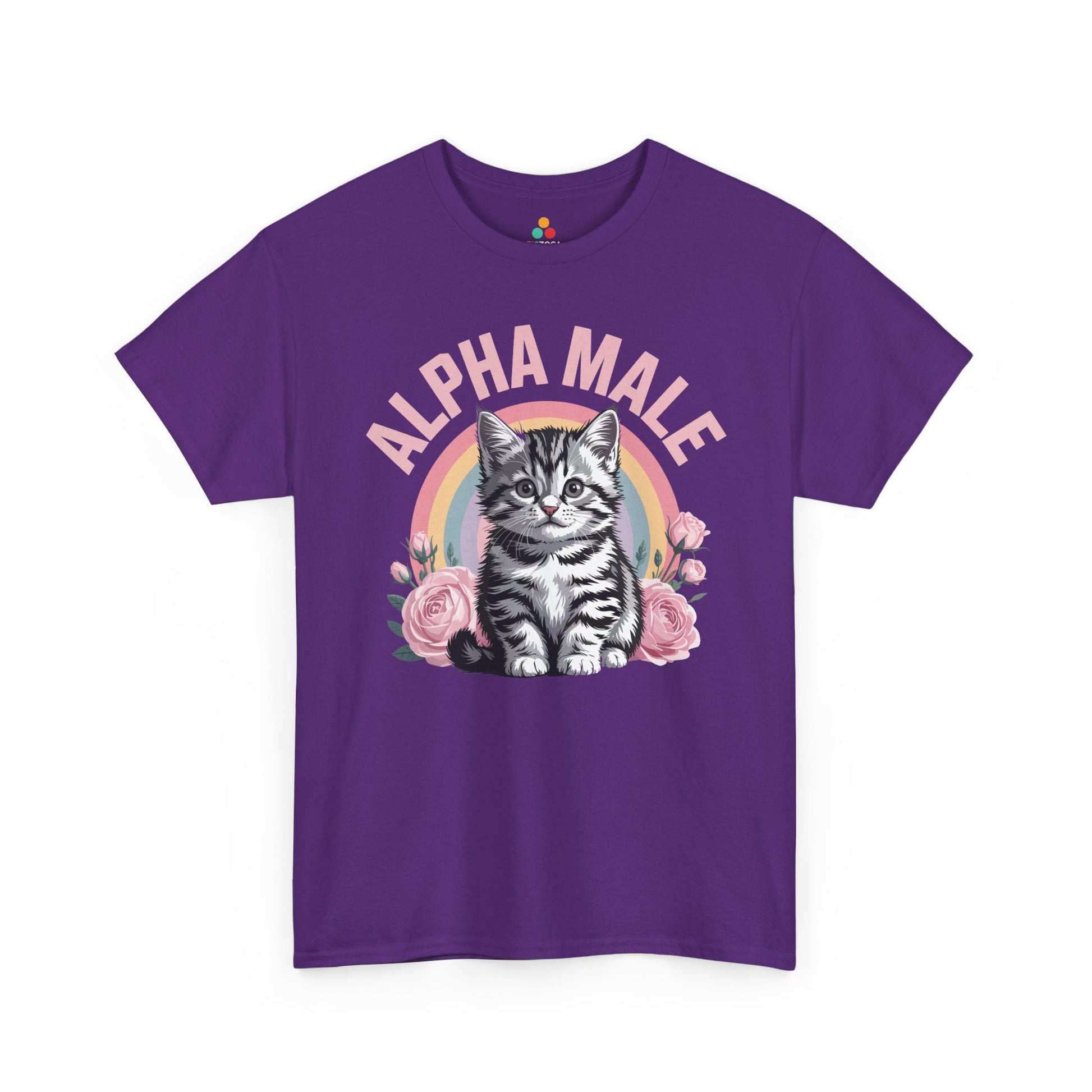 TEEZOCA Unisex T-shirt designed as a real men love cats shirt with alpha male humor and cute kitten art.
