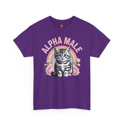 TEEZOCA Unisex T-shirt designed as a real men love cats shirt with alpha male humor and cute kitten art.
