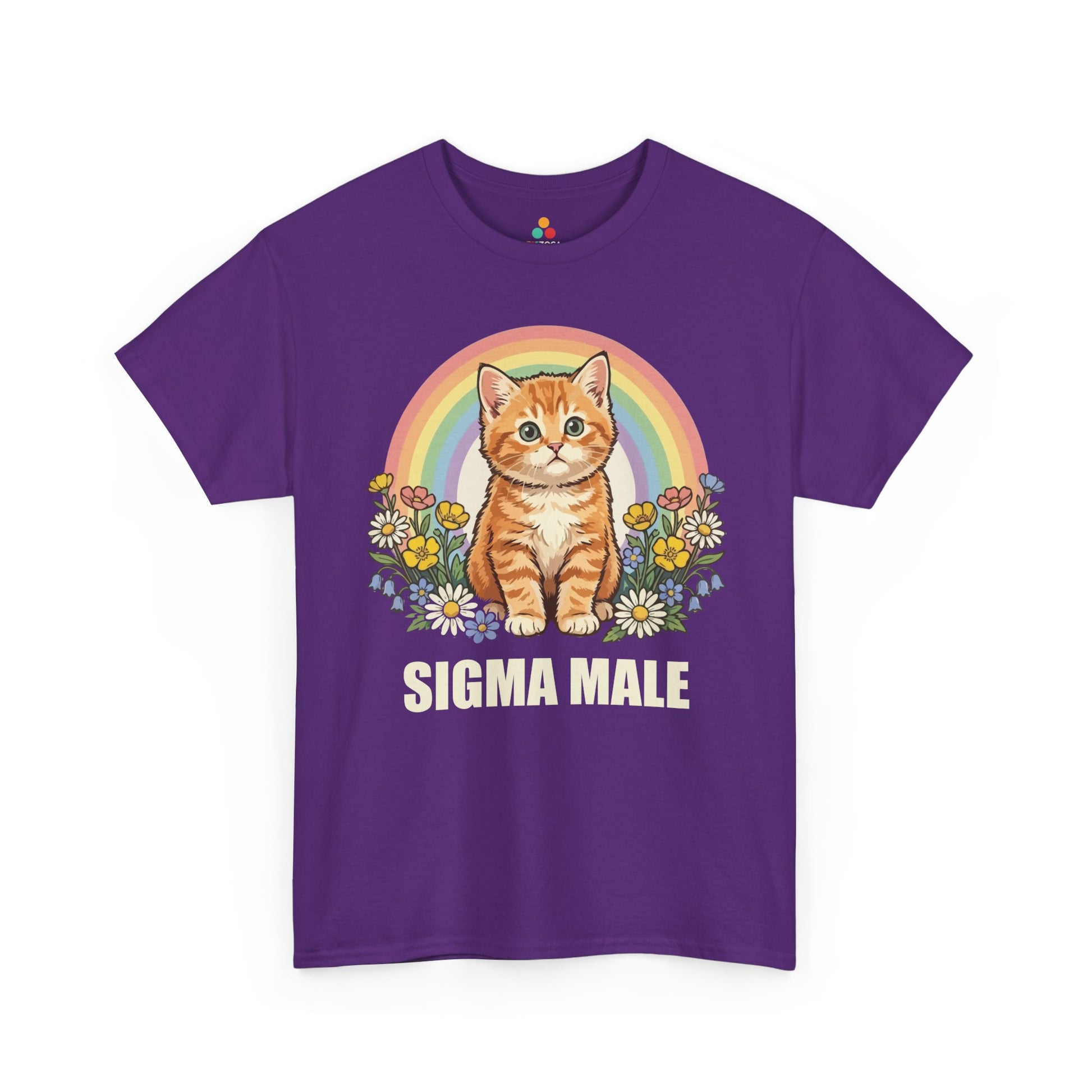 TEEZOCA Unisex T-shirt designed as a real men love cats shirt with alpha male humor and soft floral cat art.
