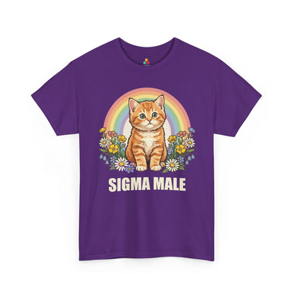 TEEZOCA Unisex T-shirt designed as a real men love cats shirt with alpha male humor and soft floral cat art.
