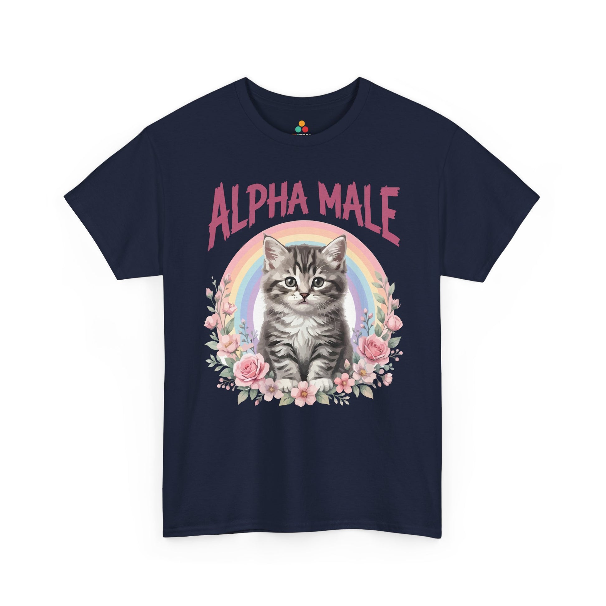 TEEZOCA Unisex T-shirt designed as a real men love cats shirt with soft pink cat dad humor.
