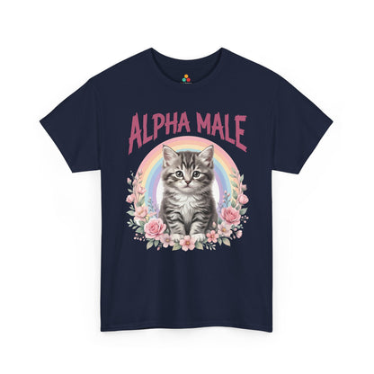 TEEZOCA Unisex T-shirt designed as a real men love cats shirt with soft pink cat dad humor.
