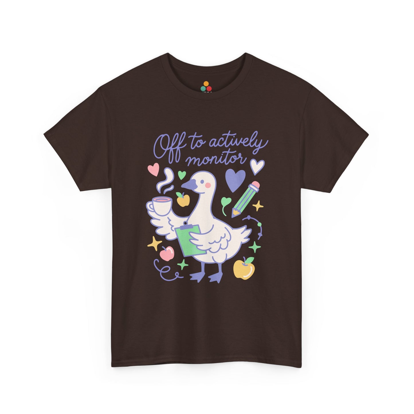 TEEZOCA Unisex T-shirt for preschool teacher shirt gifts with cute goose teacher artwork and pastel teacher life details.
