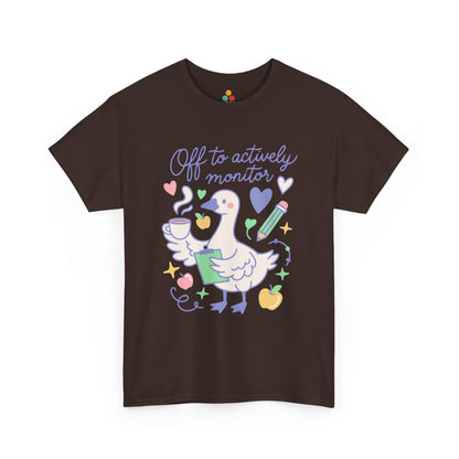 TEEZOCA Unisex T-shirt for preschool teacher shirt gifts with cute goose teacher artwork and pastel teacher life details.
