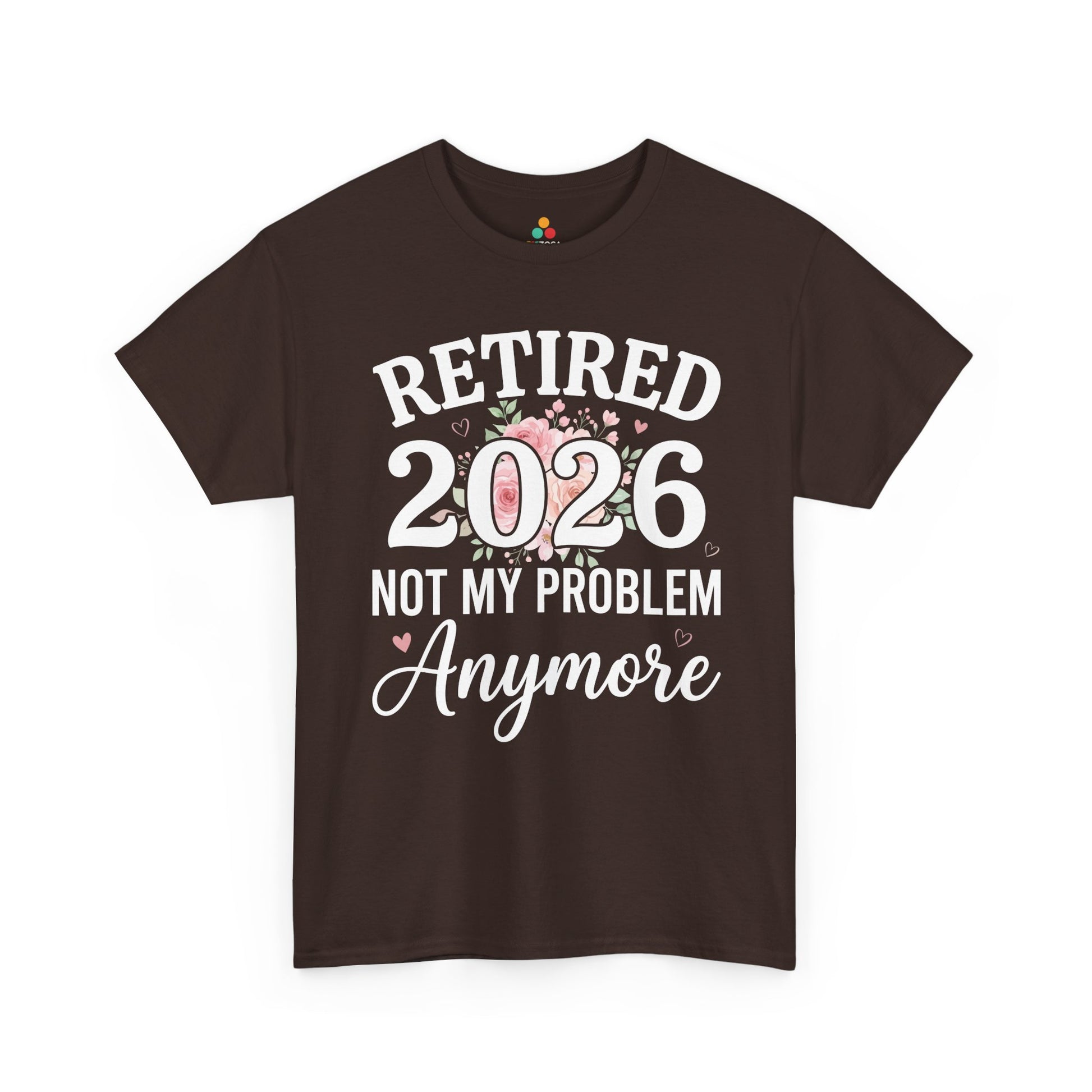 TEEZOCA Unisex T-shirt for retirement gift for women with floral 2026-inspired design, pink hearts, and sweet celebration details.
