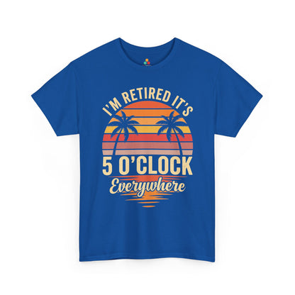 TEEZOCA Unisex T-shirt for retirement gifts for guys with funny beach sunset artwork and I'm Retired message.
