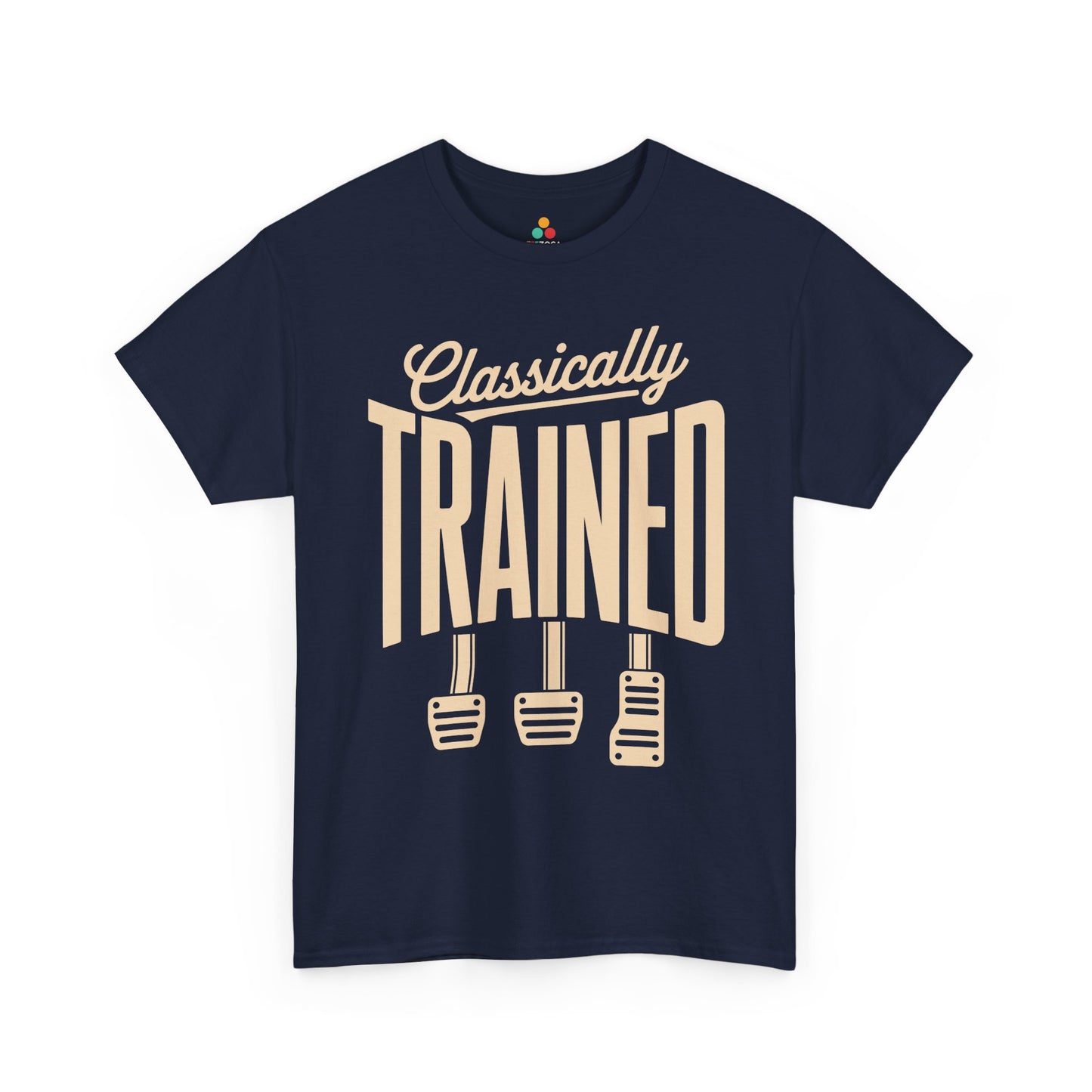 TEEZOCA Unisex T-shirt made as a car guy shirt with manual transmission shirt humor and clutch pedal artwork.

