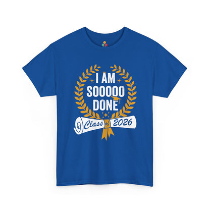 TEEZOCA Unisex T-shirt made as a class of 2026 senior shirt with sarcastic graduation humor and festive wreath artwork.
