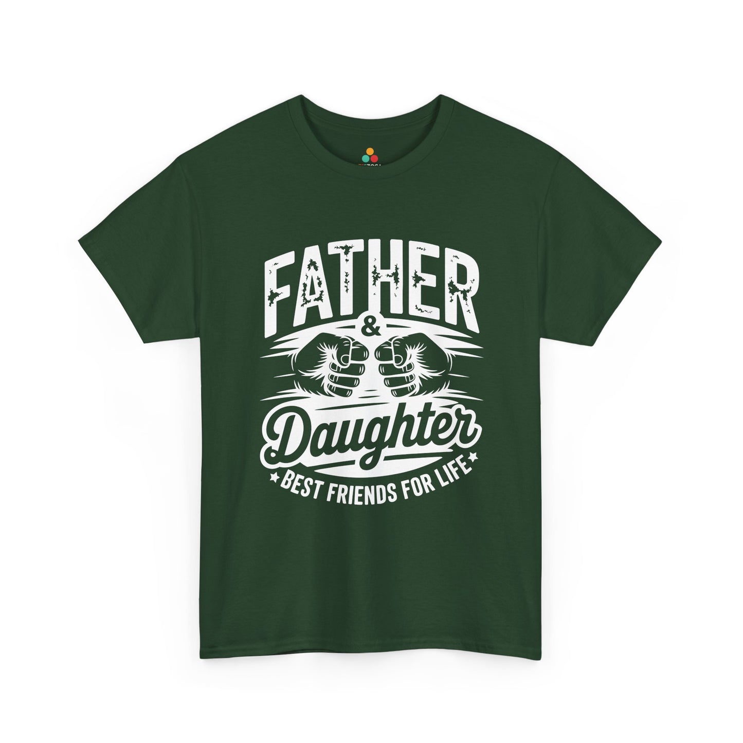 TEEZOCA Unisex T-shirt made as a girl dad shirt with father and daughter fist bump graphic and funny family pride.
