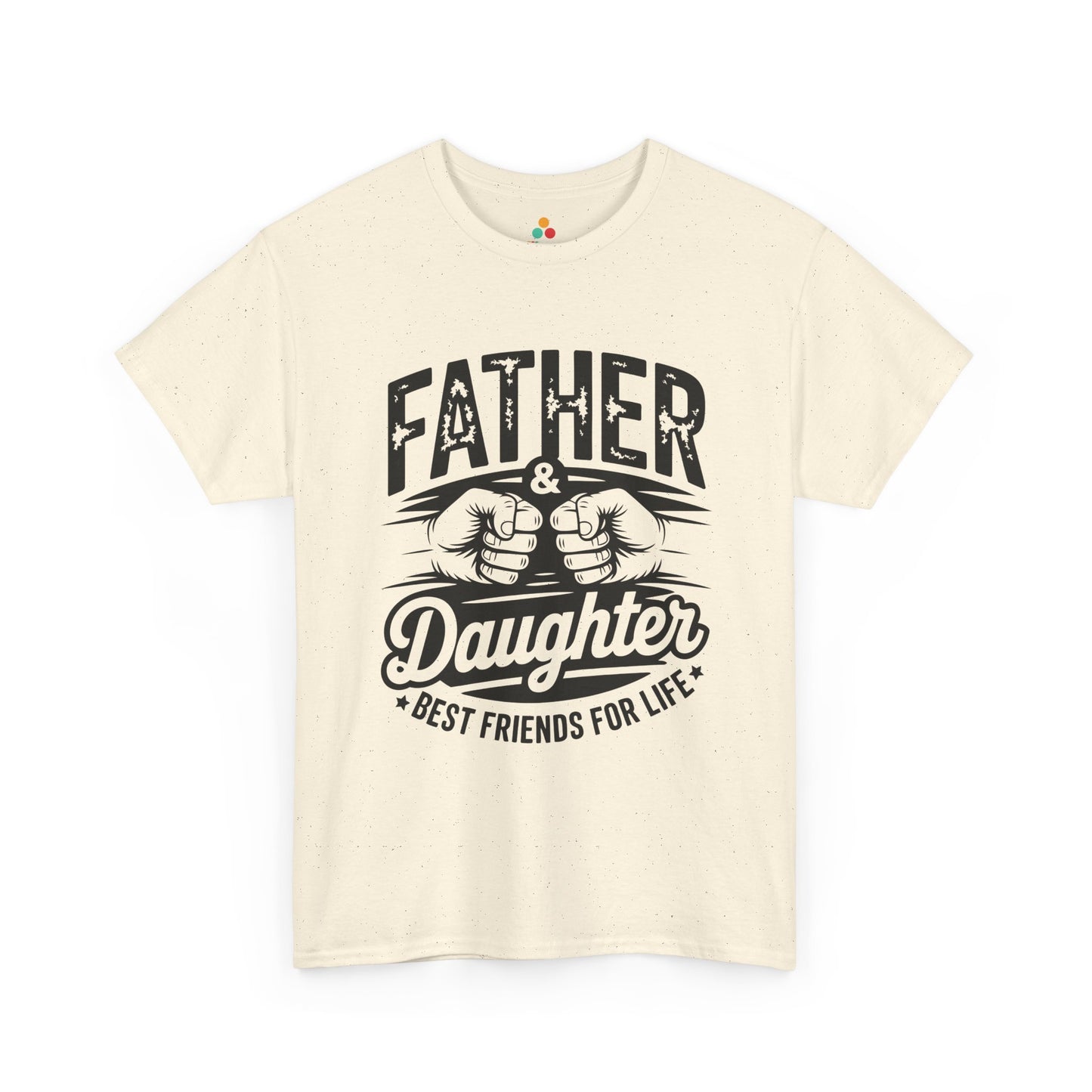 TEEZOCA Unisex T-shirt made as a girl dad shirt with father and daughter fist bump graphic and funny family pride.
