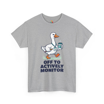 TEEZOCA Unisex T-shirt made as a goose teacher shirt with coffee cup artwork and standardized test proctor humor.
