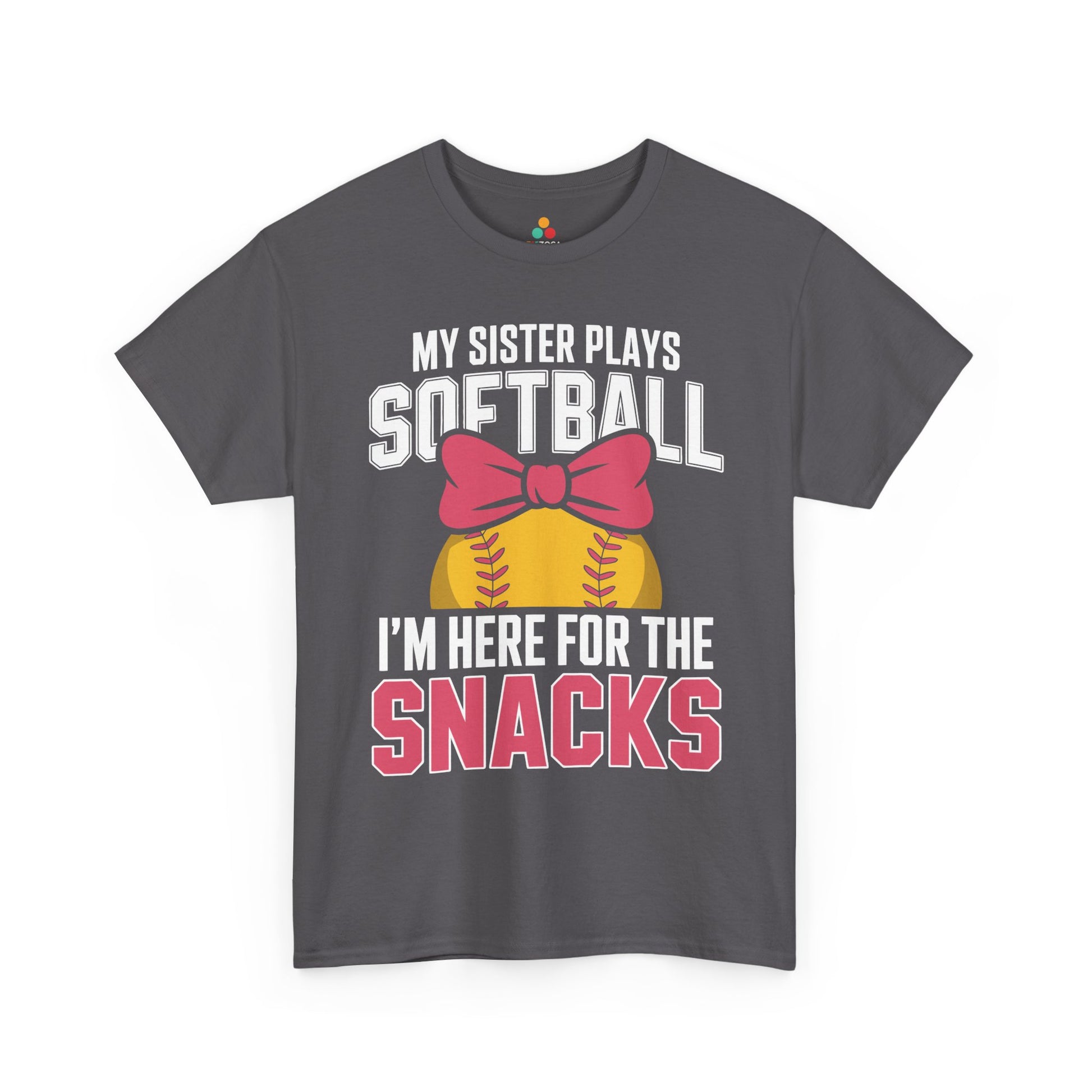 TEEZOCA Unisex T-shirt made as a my sister plays softball shirt with funny sibling snack-bar humor.
