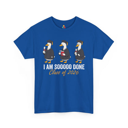 TEEZOCA Unisex T-shirt made as a senior 2026 shirt with cute goose graduation art and funny grad message.
