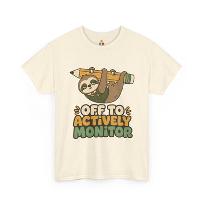 TEEZOCA Unisex T-shirt made as a sloth teacher shirt with a hanging pencil design and testing day classroom humor.
