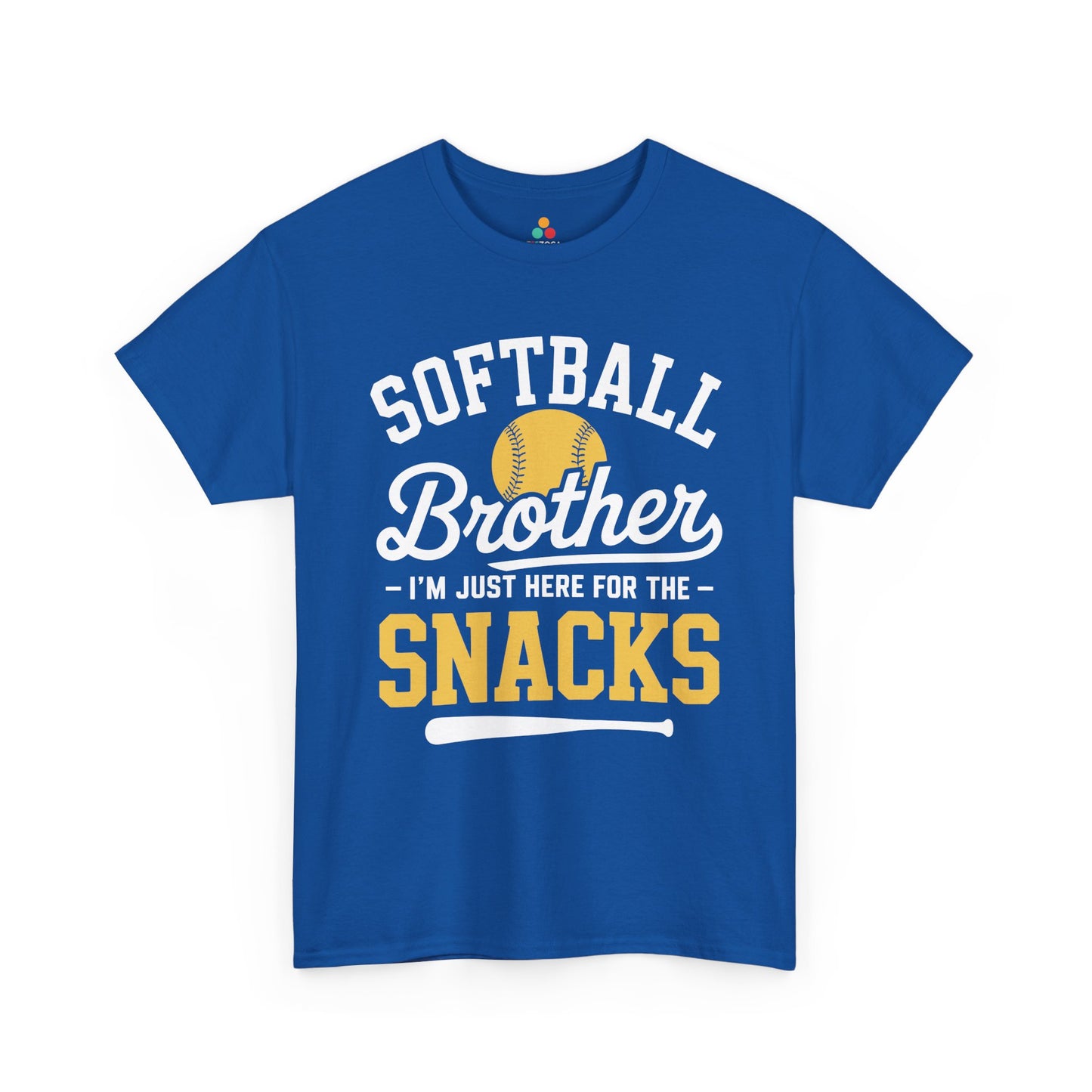 TEEZOCA Unisex T-shirt made as a softball brother shirt with bold white lettering and yellow softball graphic.
