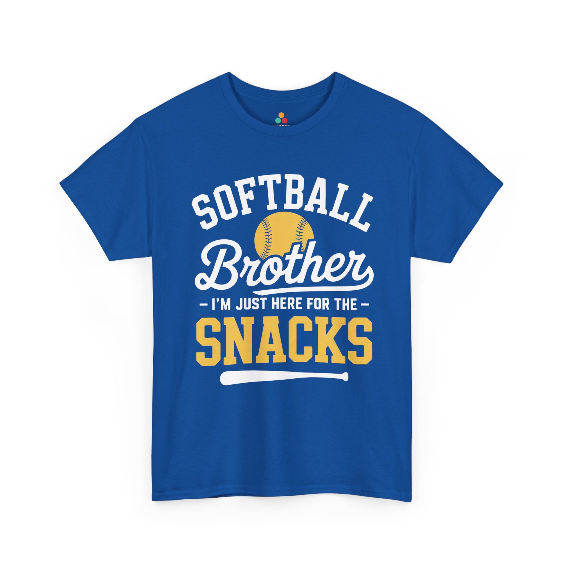TEEZOCA Unisex T-shirt made as a softball brother shirt with bold white lettering and yellow softball graphic.
