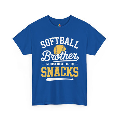 TEEZOCA Unisex T-shirt made as a softball brother shirt with bold white lettering and yellow softball graphic.

