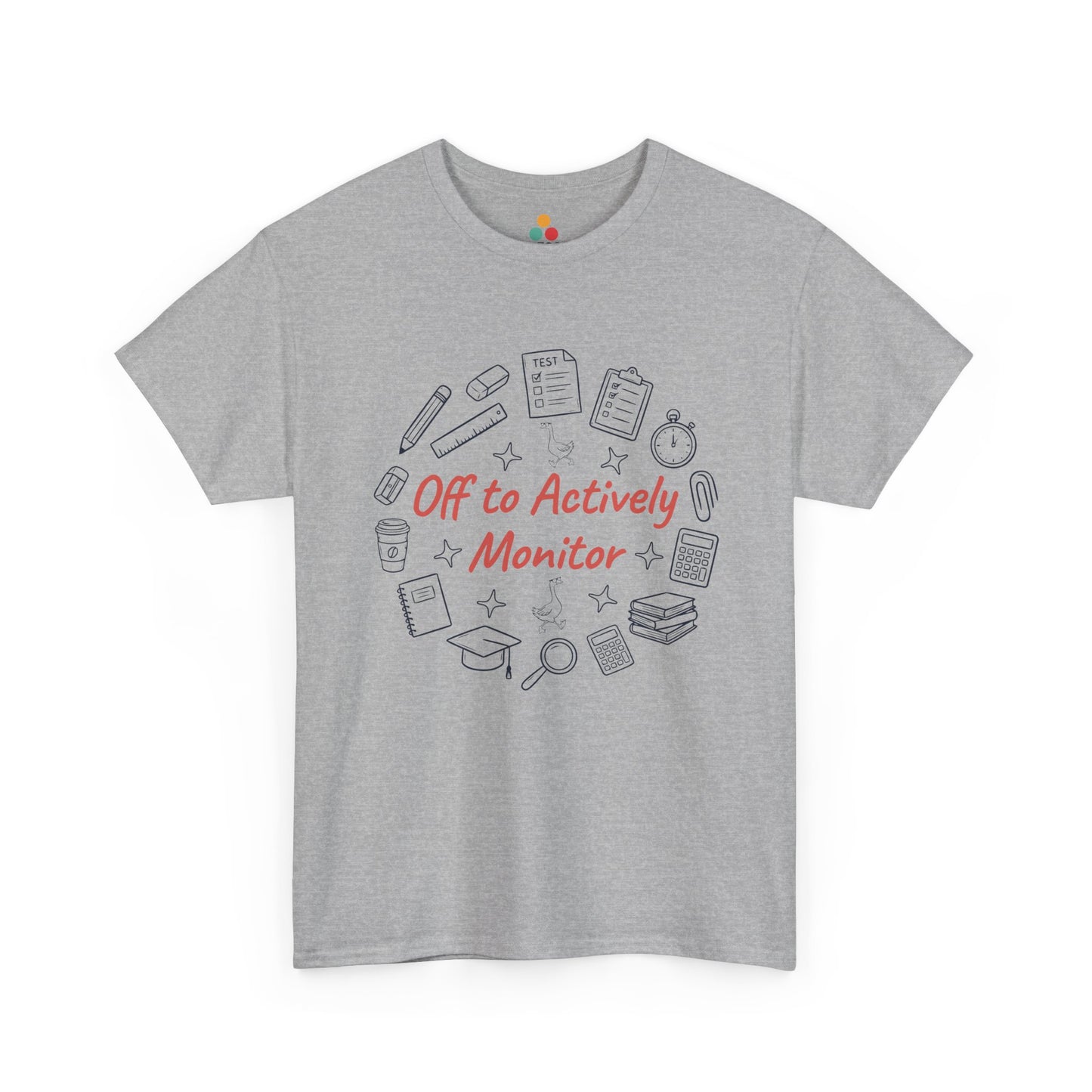 TEEZOCA Unisex T-shirt made as a teacher graphic tee with classroom doodles, coffee, test paper, and sarcastic teacher humor.
