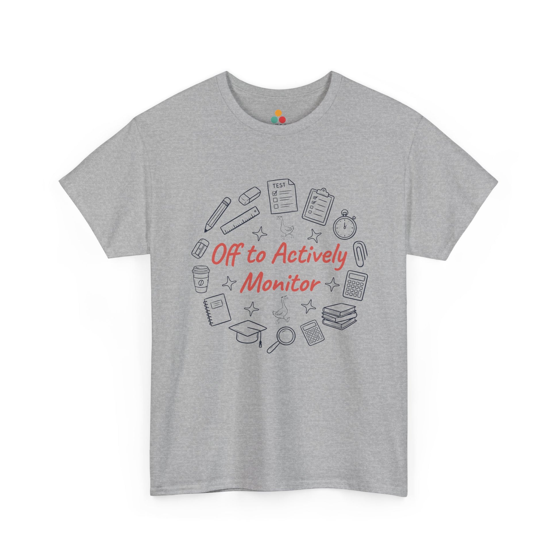 TEEZOCA Unisex T-shirt made as a teacher graphic tee with classroom doodles, coffee, test paper, and sarcastic teacher humor.
