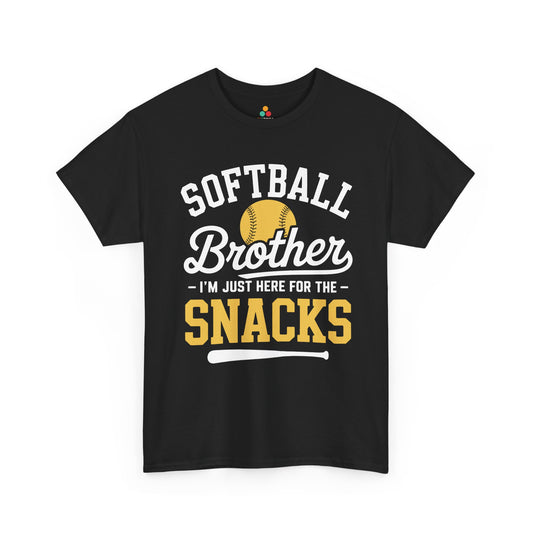 TEEZOCA Unisex T-shirt with Funny Brother Shirt design reading Softball Brother I’m Just Here For The Snacks.
