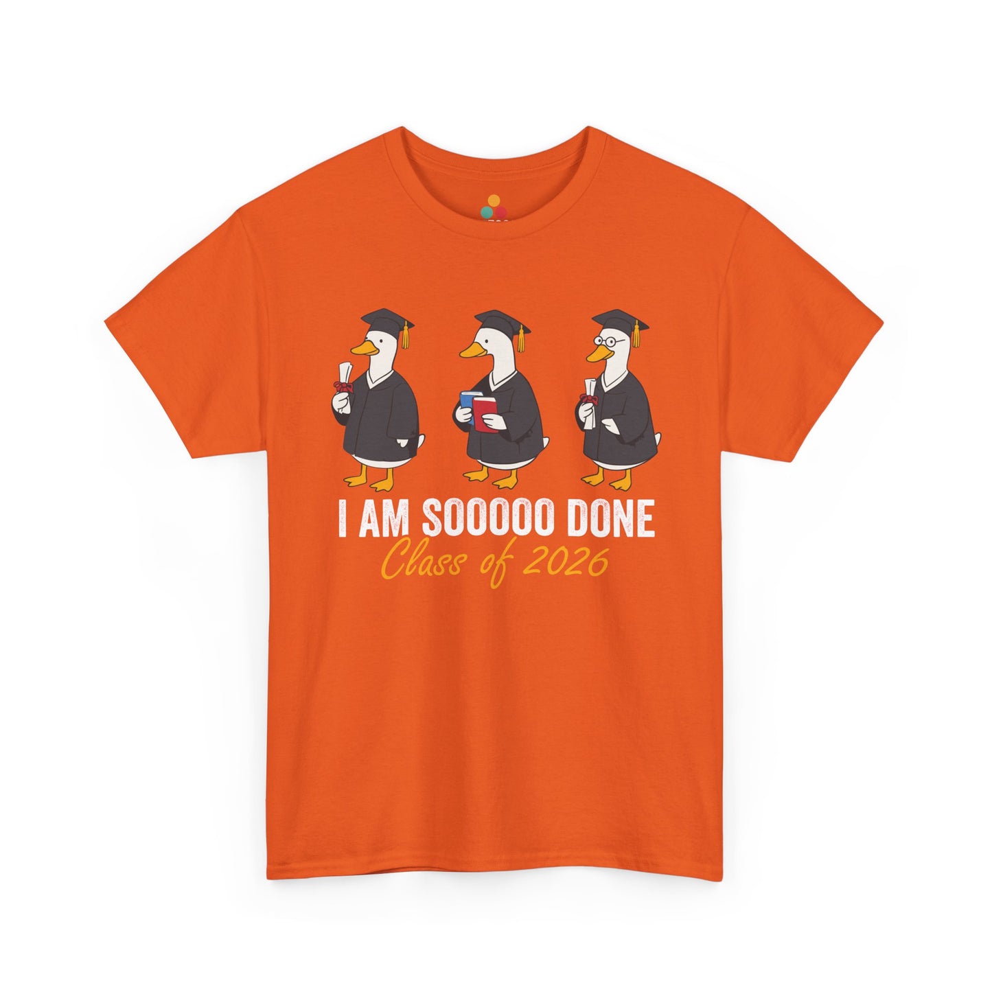 TEEZOCA Unisex T-shirt with Funny Graduation Shirt design featuring three cartoon geese, graduation caps, diplomas, and Class of 2026 text.
