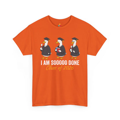 TEEZOCA Unisex T-shirt with Funny Graduation Shirt design featuring three cartoon geese, graduation caps, diplomas, and Class of 2026 text.
