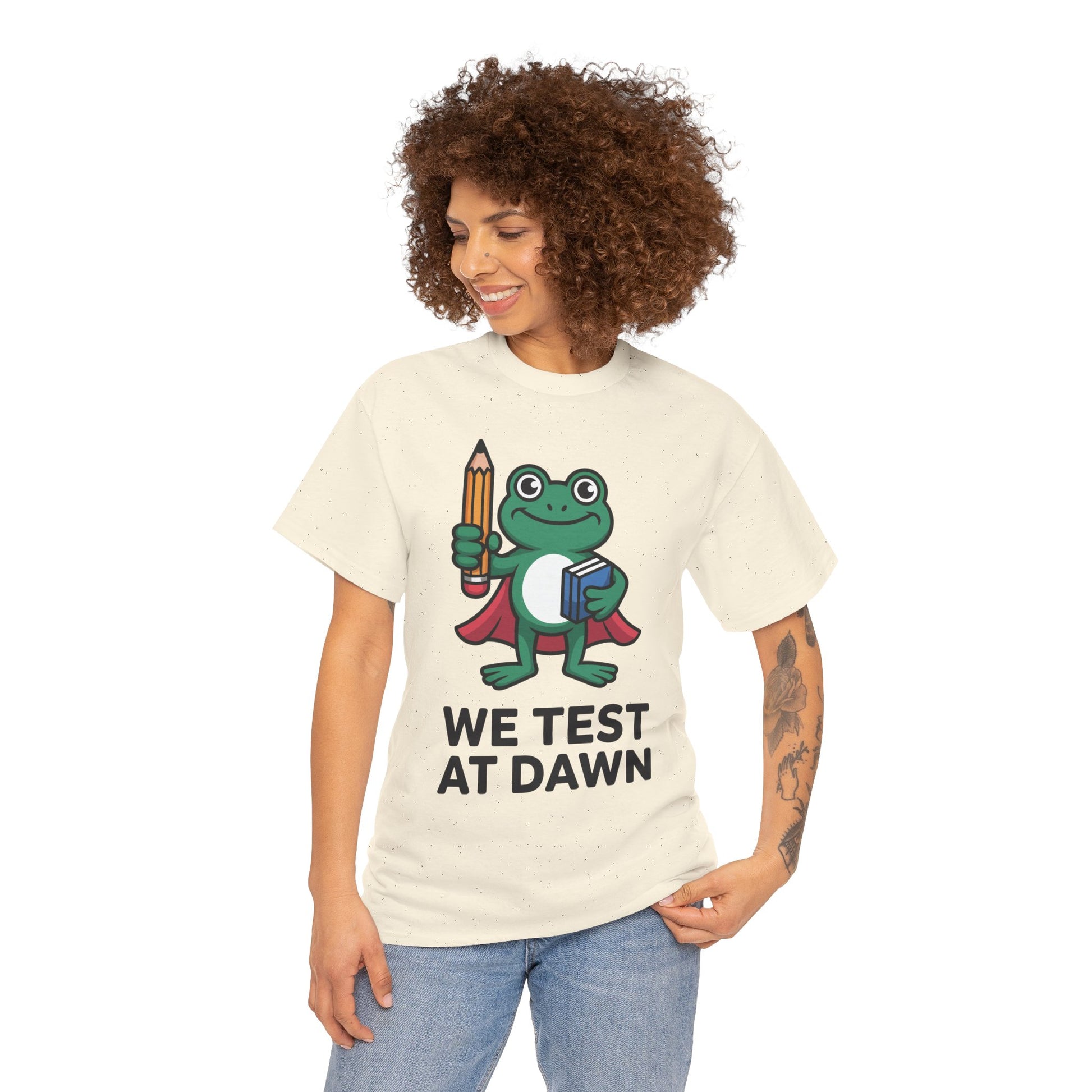 Funny Teacher Shirt We Test at Dawn Frog Unisex T-shirt | TEEZOCA 
