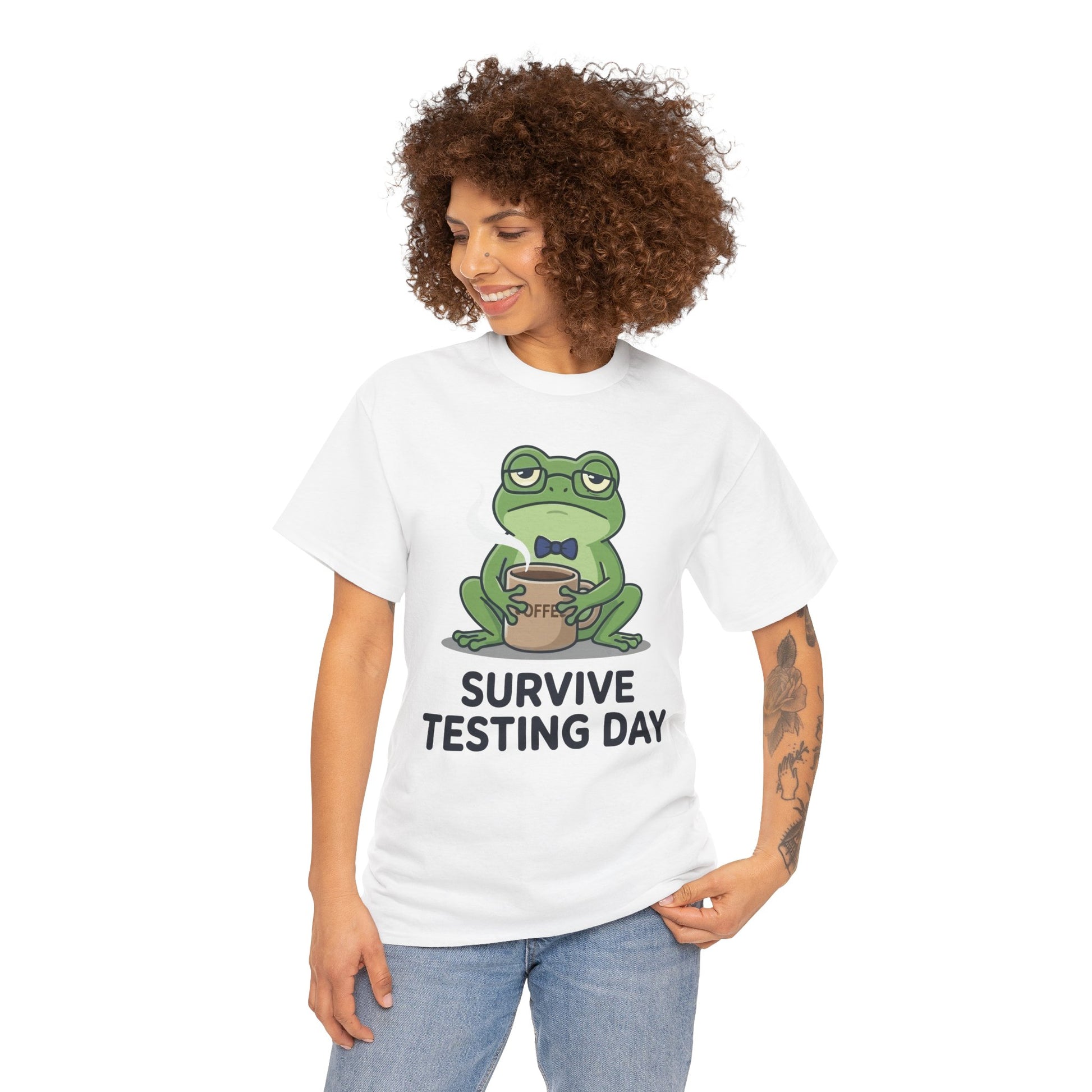 Funny Teacher Shirt State Testing Frog Coffee Unisex T-shirt | TEEZOCA 