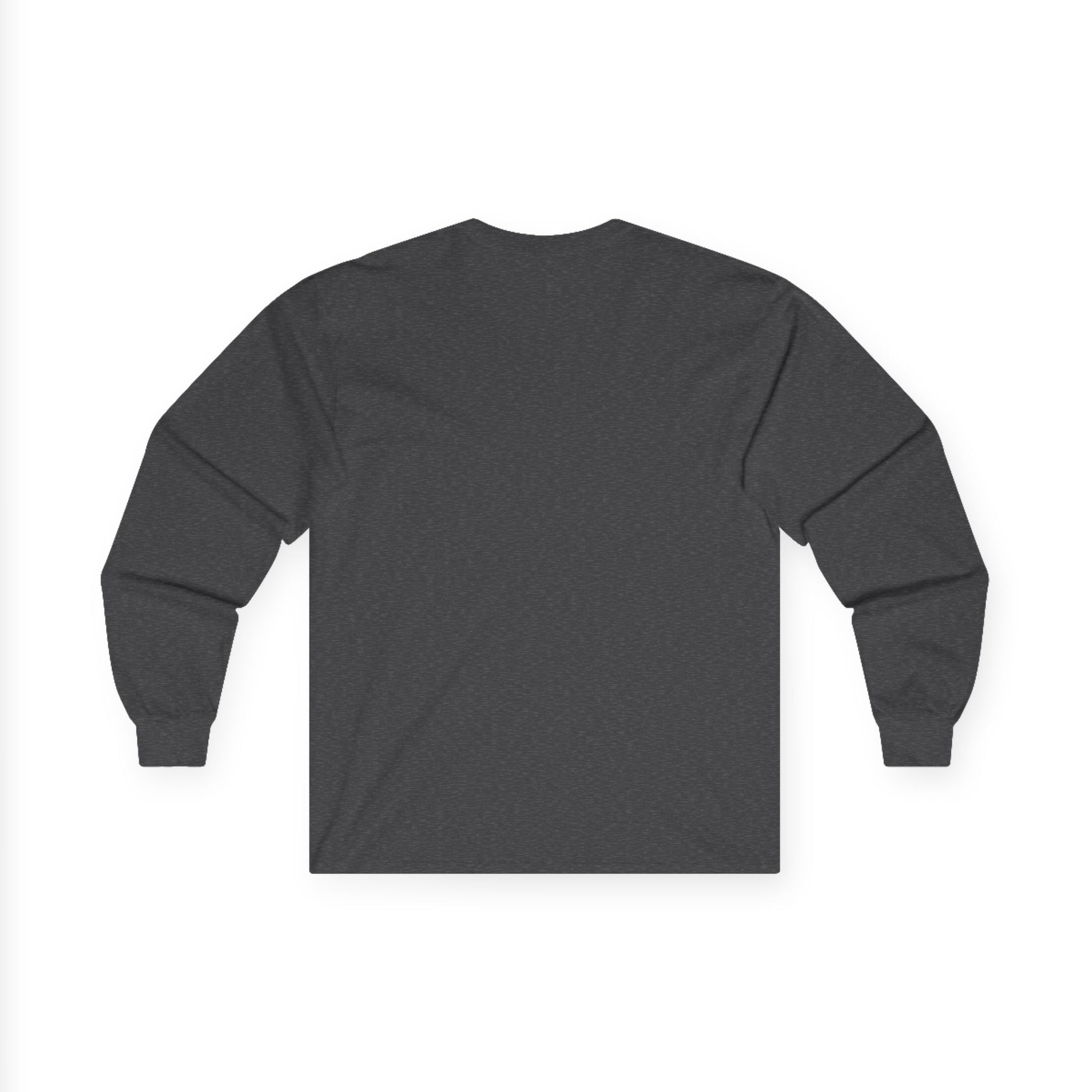 TEEZOCA abstract ocean inspired artwork unisex long-sleeve t-shirt Plain dark gray long-sleeve shirt on a white background